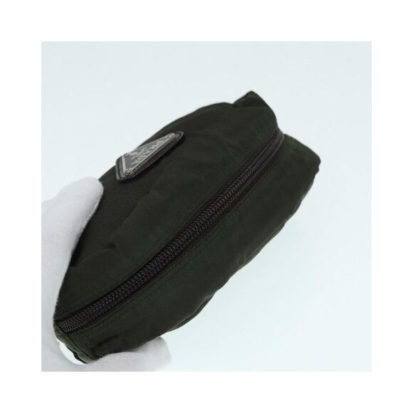 Pre Loved Prada Nylon Cosmetic Clutch Model Tessuto Women Khaki Clutch Bags - Picture 6 of 8